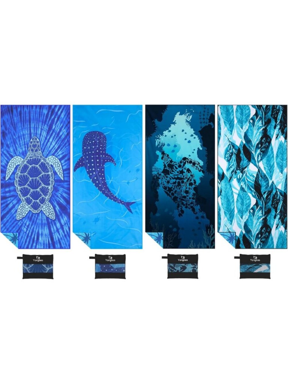 Oversized Microfiber Beach Towels - 4 Pack, 71x32, Quick-Dry, Soft & Lightweight